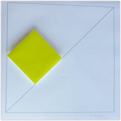 Composizione astratta geometrica concreta con giallo