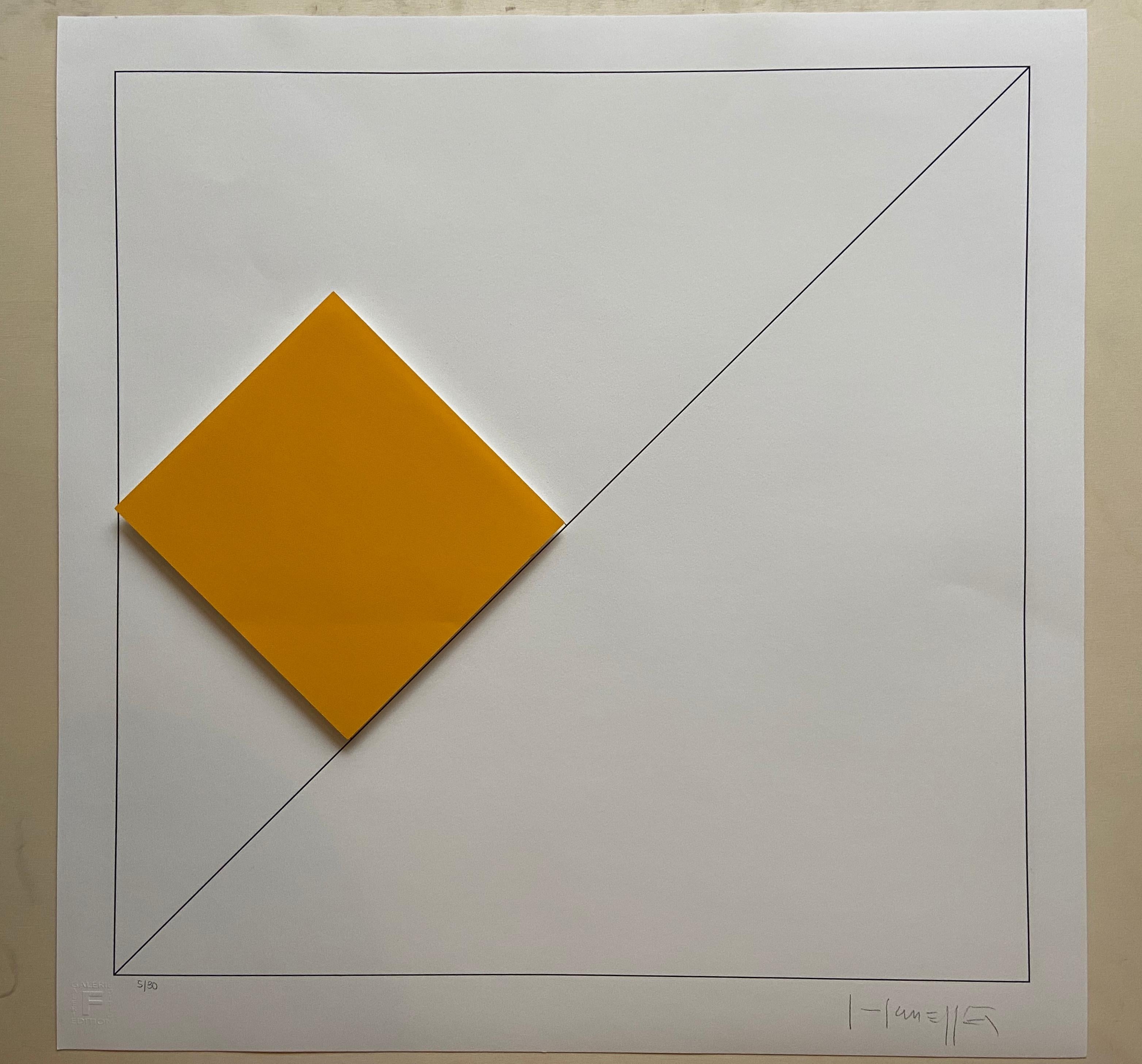 Gottfried Honegger Composition 1 3D square (orange) 2015 For Sale 4