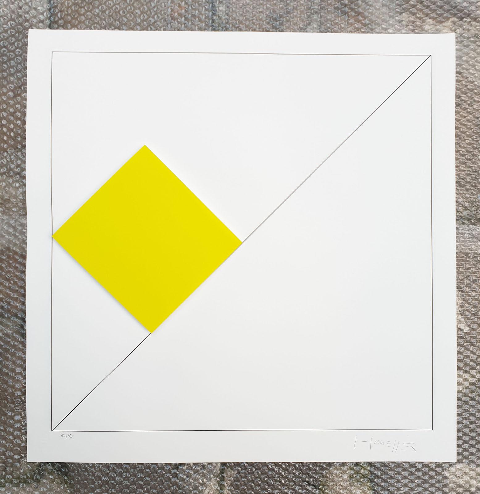 Gottfried Honegger Composition 1 3D square (yellow) 2015 For Sale 1