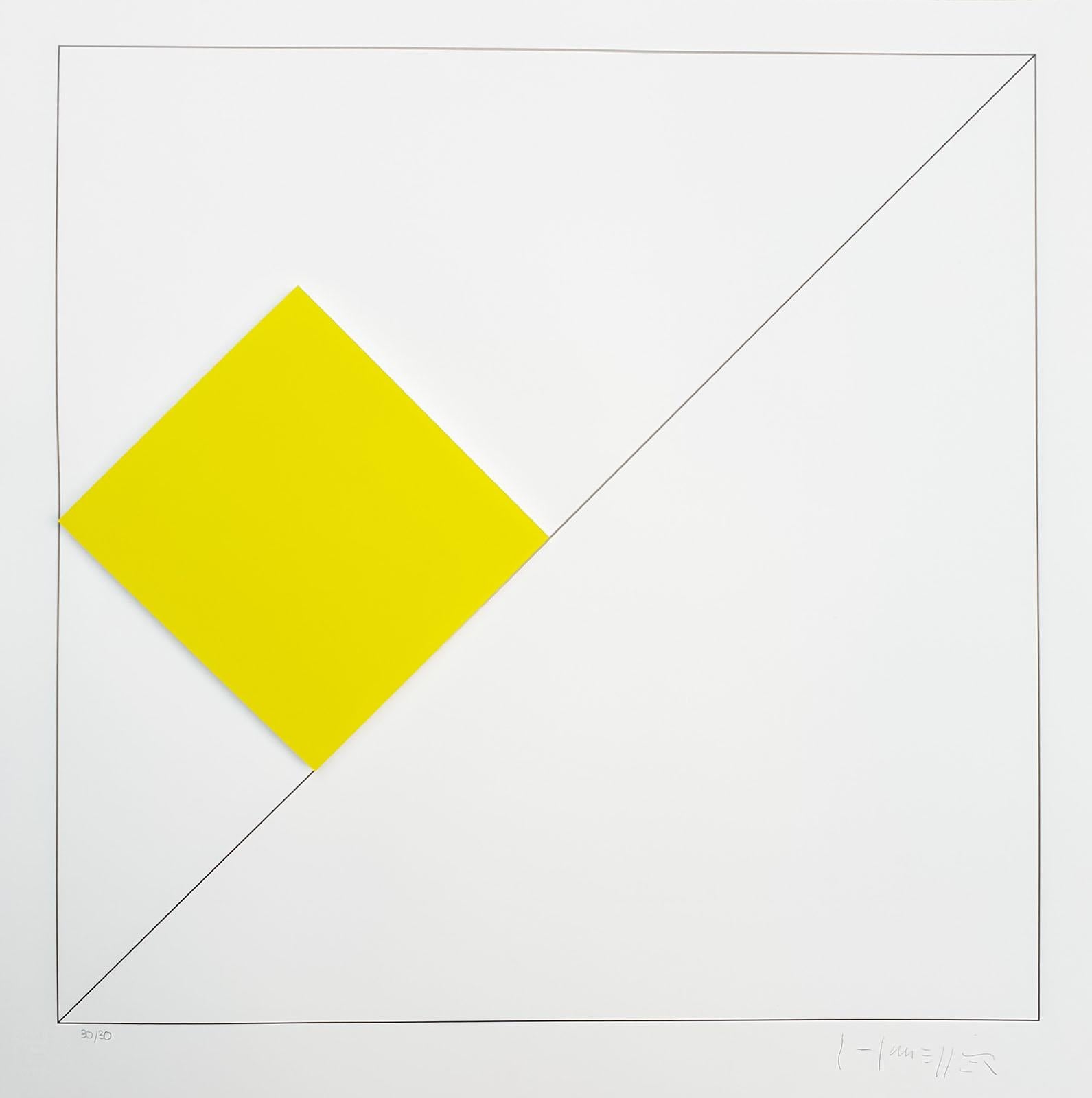 Gottfried Honegger
Composition 1 3D square (yellow)
2015
Silkscreen print signed in pencil and numbered on 30 copies by the artist.
Dry stamp of the publisher in the margin at the lower left corner.
Condition: excellent; the work has never been