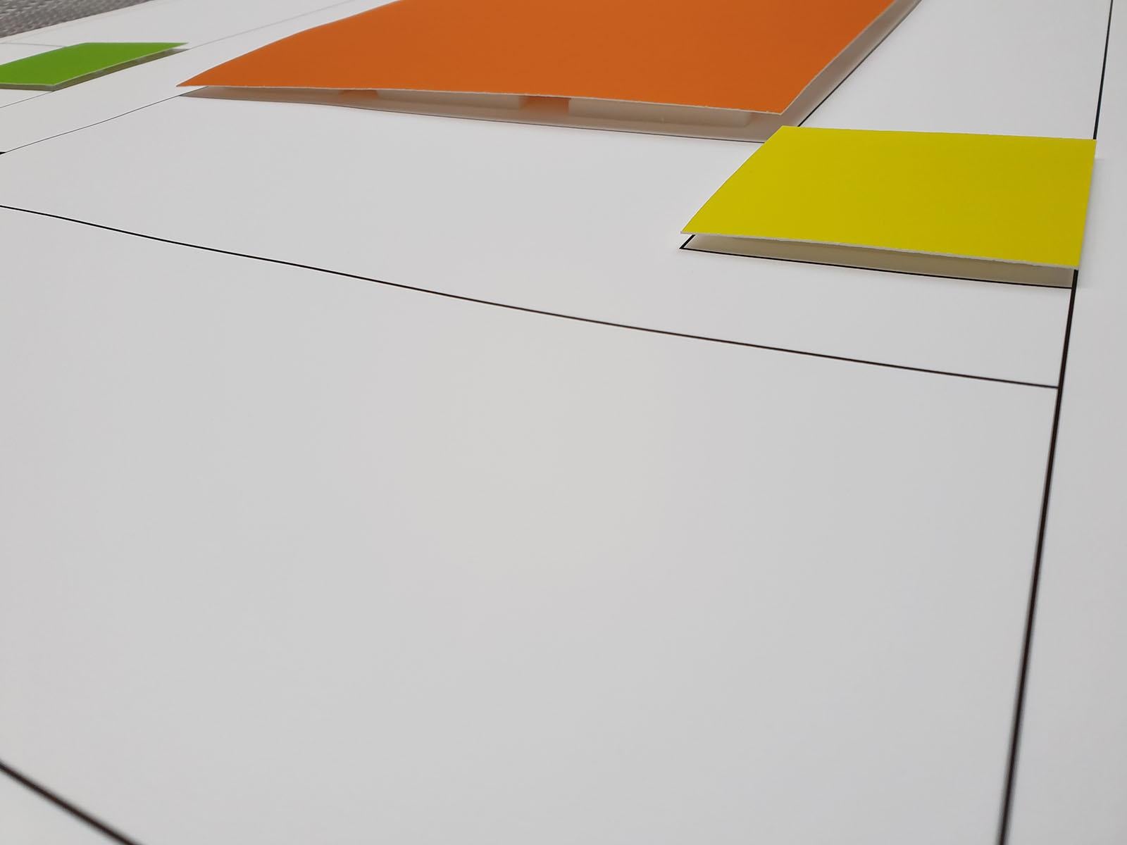 Gottfried Honegger Composition 4 3D squares (orange, green, black, yellow) 2015 For Sale 1