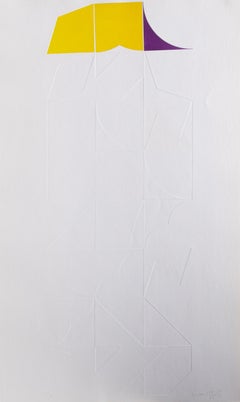 Composizione gialla e viola, serigrafia e calcografia geometrica astratta