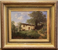 Gottfried Seelos, Antique Oil painting "Home of Walther von der Vogelweide"