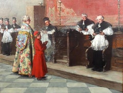 Gotthardt Kuehl (1850–1915), Ecclesiastical Interior with Canons in Choir Dress