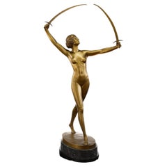 Gotthilf Jaeger, an Art Deco Bronze Sculpture "Sabre Dancer" Germany For  Sale at 1stDibs