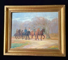 1930 King Christian of Denmark Riding Out.  Oil Painting