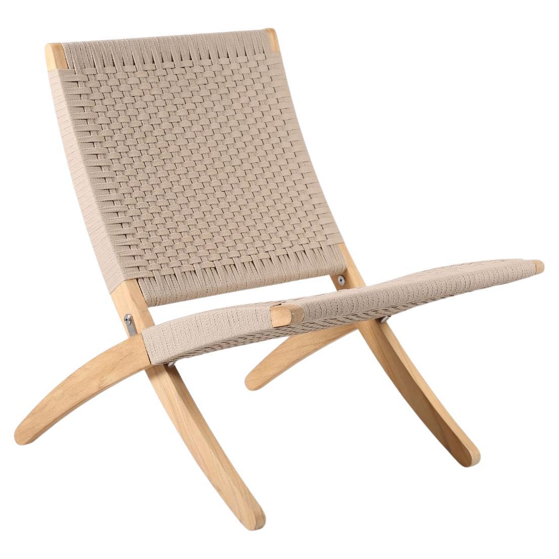 Hand-Woven Gottler Outdoor 'MG501 Cuba' Chair in Teak and Sesame for Carl Hansen & Son For Sale