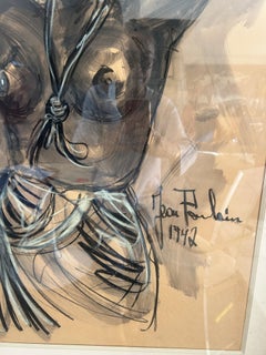 Gouache and charcoal drawing by Jean Poulain, 1947