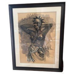 Gouache and charcoal drawing by Jean Poulain, 1947