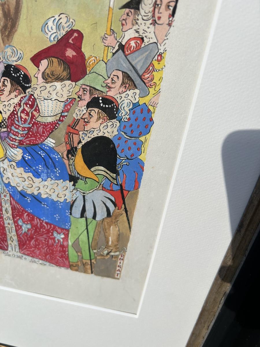 Gouache von Paul Mirat - „Race for the Ring of Henry of Navarre“ (Barock) im Angebot