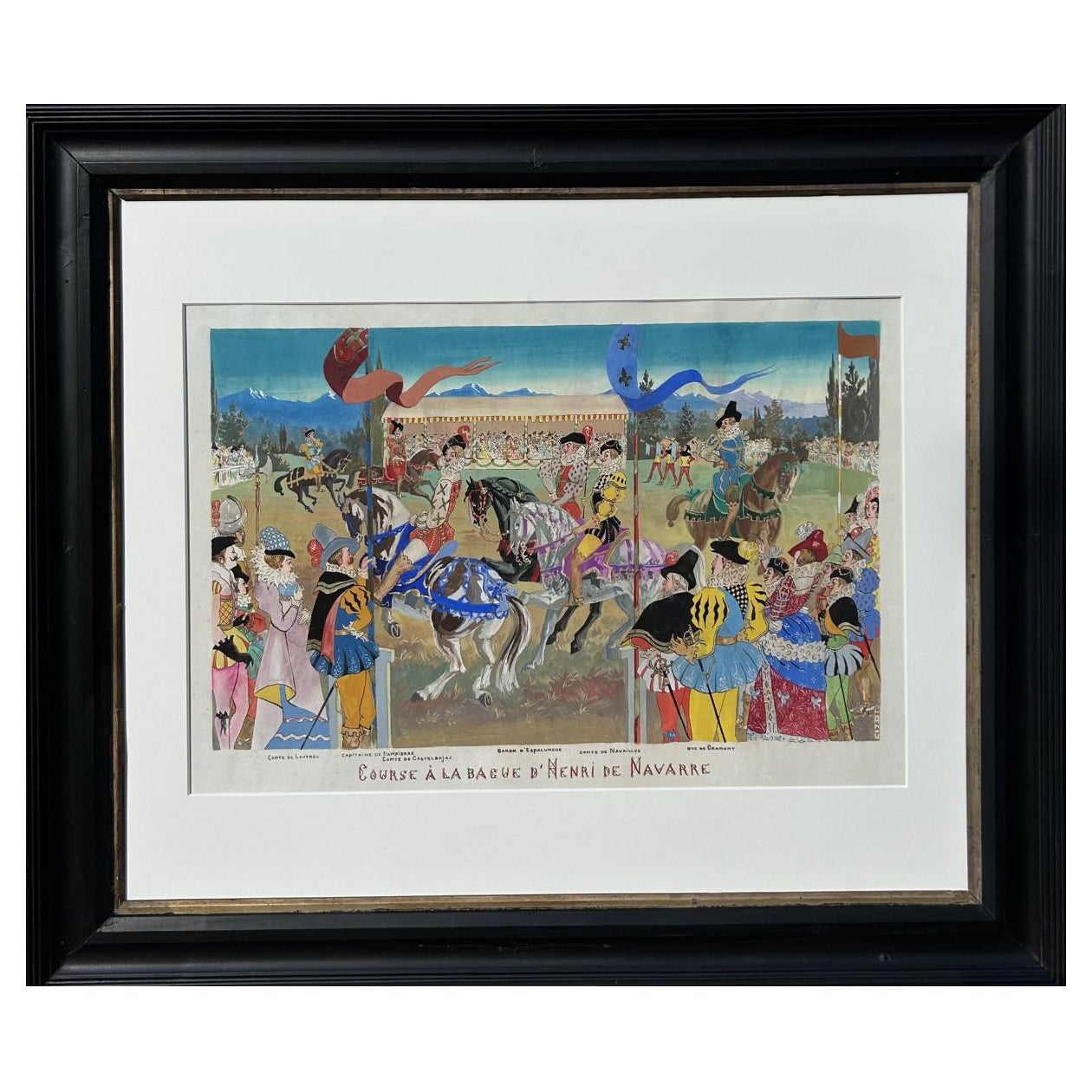 Gouache von Paul Mirat - „Race for the Ring of Henry of Navarre“ im Angebot