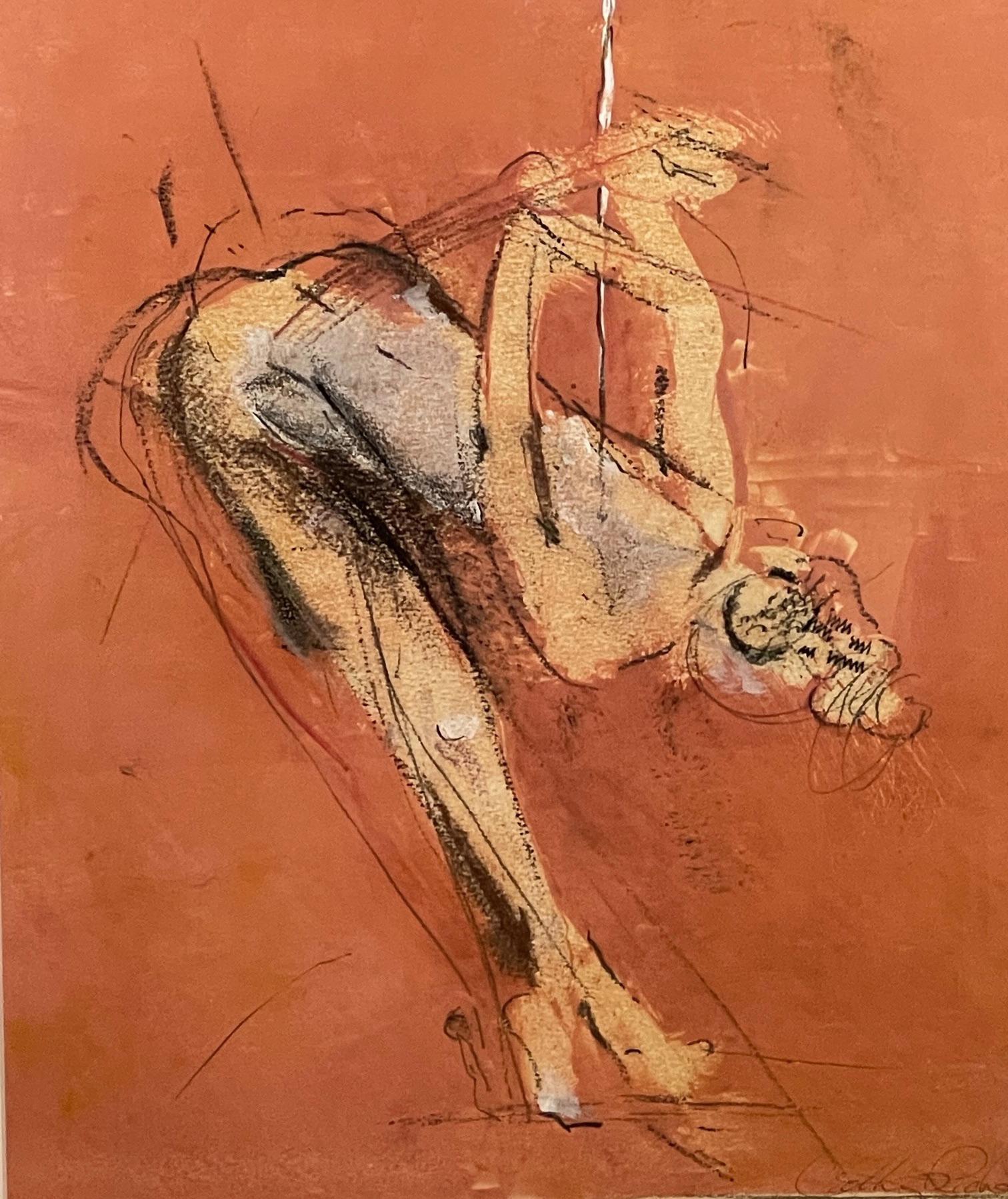 North American Gouache, Charcoal and Pastel on Paper, Mid-Century Drawing of a Ballerina For Sale