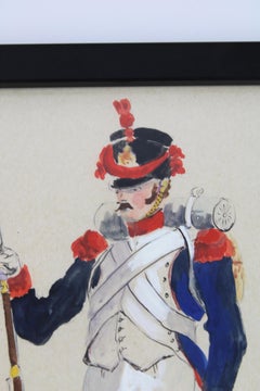 Disegno a guazzo potenziato Abito completo Granatiere Imperial Garde XX secolo Francia