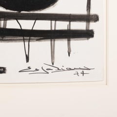 Signature à la gouache en noir et blanc par Joseph Espalioux, 1974, encadrée professionnellement
