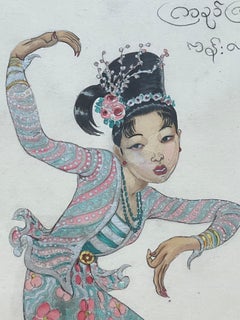 Léa LAFUGIE (1890-1972), gouache of a Burmese dancer