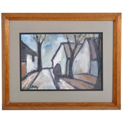 Vintage Gouache on Board by Irish Artist Markey Robinson