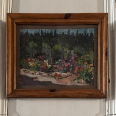 Gouache on paper, flowered cemetery of the Benedictines of Craon, 1945