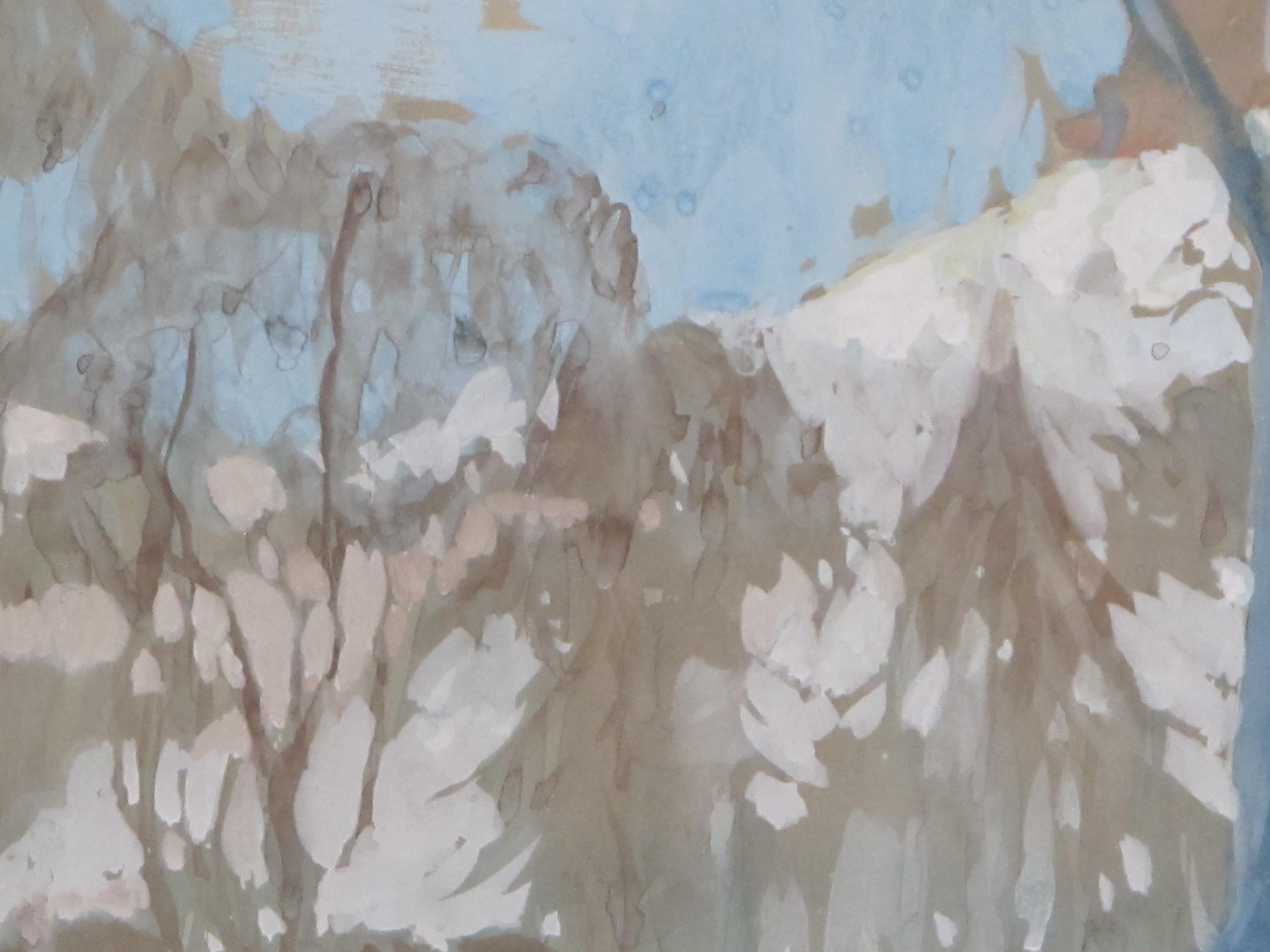 American Gouache on Paper of an Atmospheric Wintry Forest Scene Signed Robb Beebe For Sale