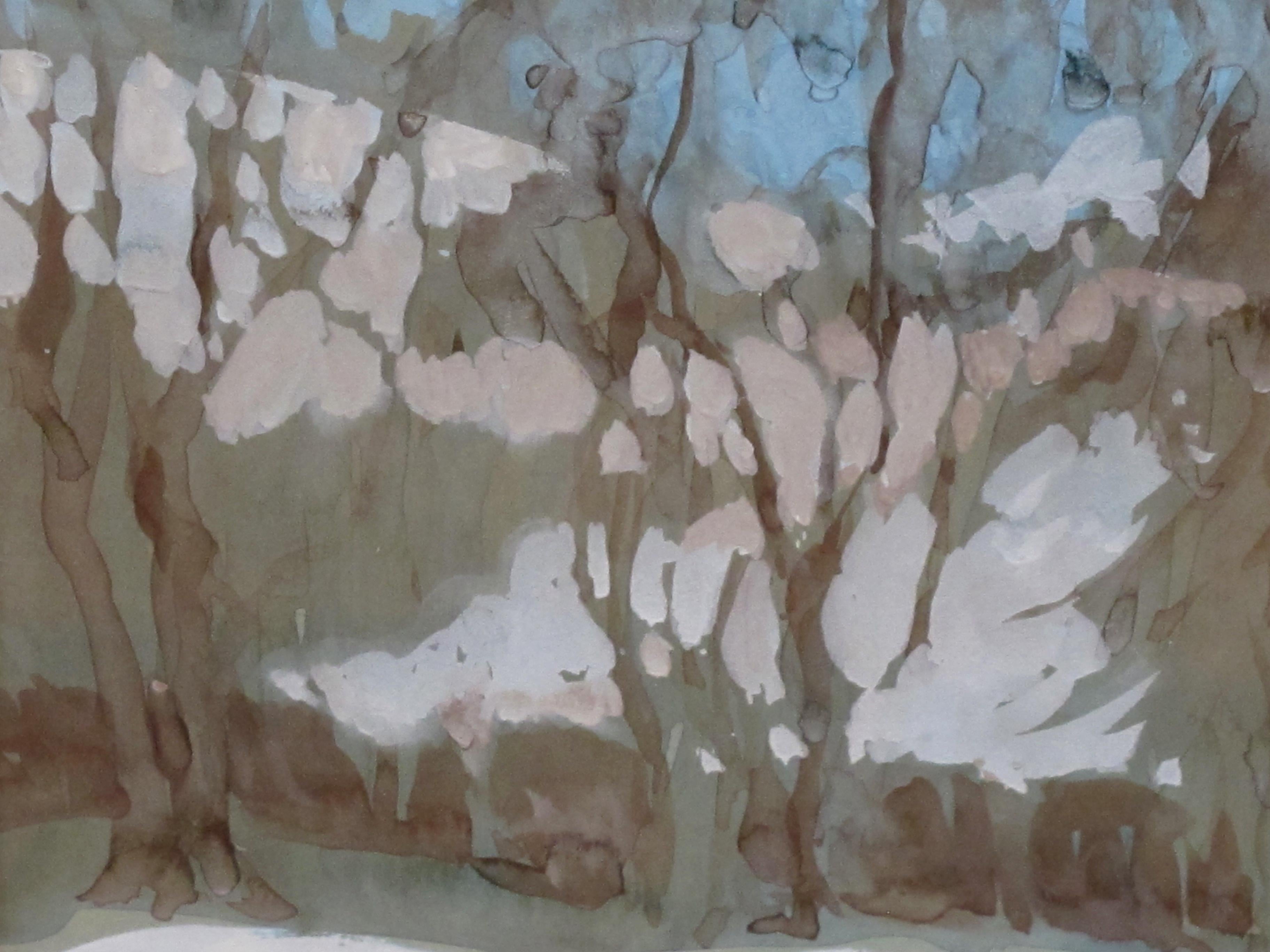 Mid-20th Century Gouache on Paper of an Atmospheric Wintry Forest Scene Signed Robb Beebe For Sale