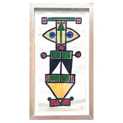 Vintage Gouache on Paper "Totem 2", Albert Chubac
