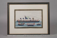 Gouache on Ricepaper of the Chinese Imperial Dragon Boat, 19th Century