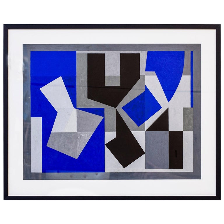 Gouache Painting "Blue" by Tore Nyberg, Sweden, 1955 For Sale