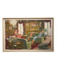 Gouache painting by M. Louise Stanley “Rich Lady Languishing” 1988