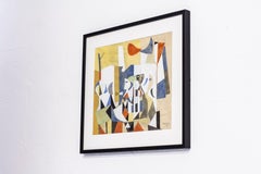 Gouache Painting "Skuggor" by Tore Nyberg, Sweden, 1950