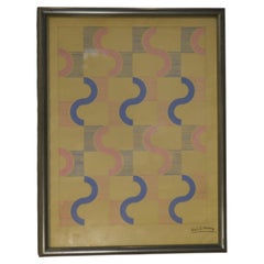 Gouache sur papier œuvre originale unique moderniste par Jean Boris Lacroix 1940