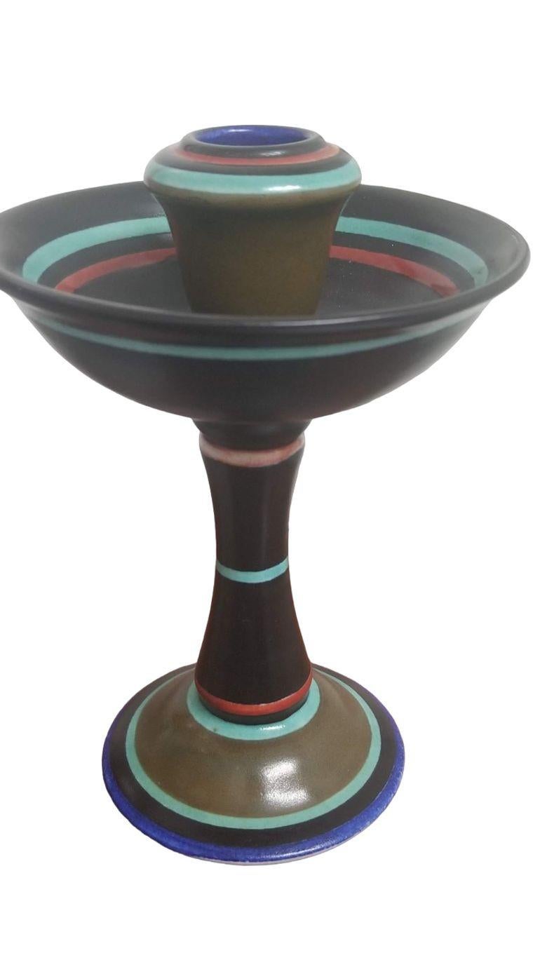 Gouda Decor Pottery Candlestick Holder In Excellent Condition For Sale In Van Nuys, CA