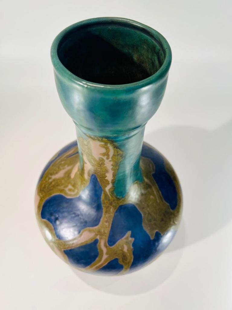 Other Large GOUDA dutch multicolor polychrome Art Nouveau porcelain vase circa 1900 For Sale