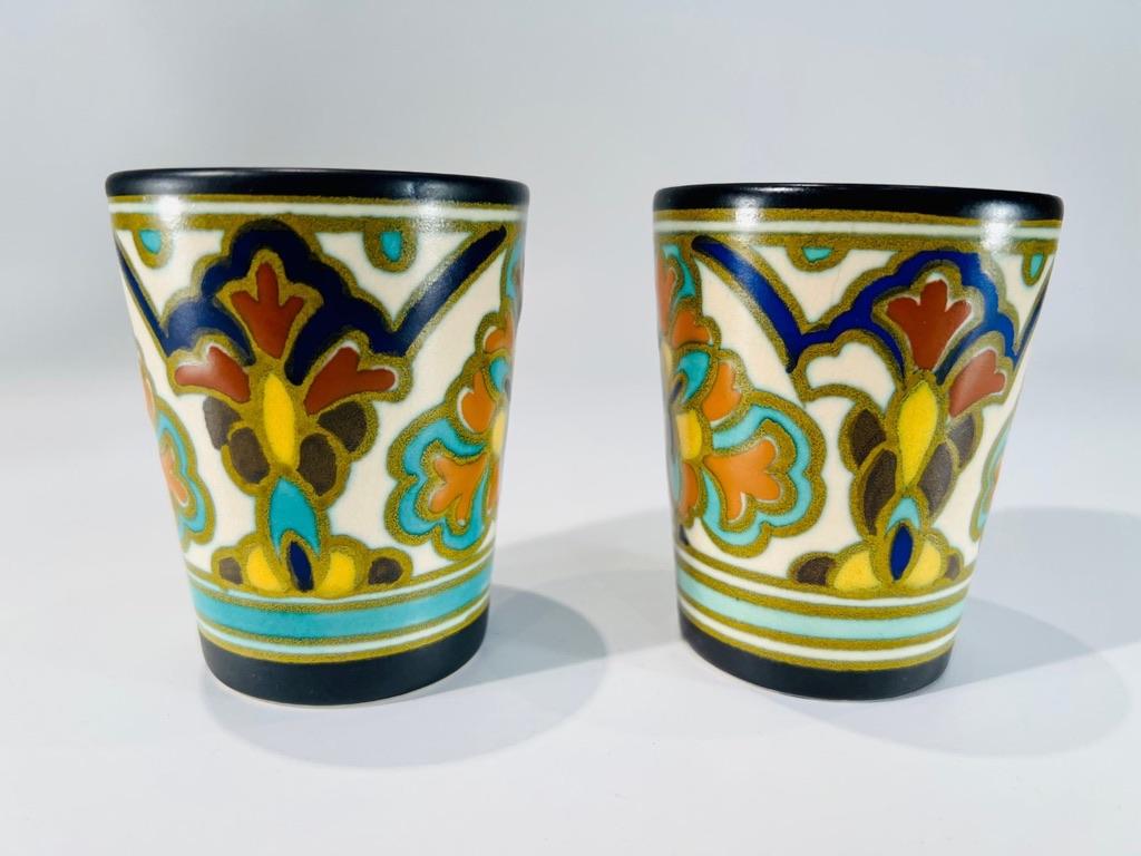 GOUDA dutch multicolor polychrome Art Nouveau porcelain water set circa 1900 For Sale 1