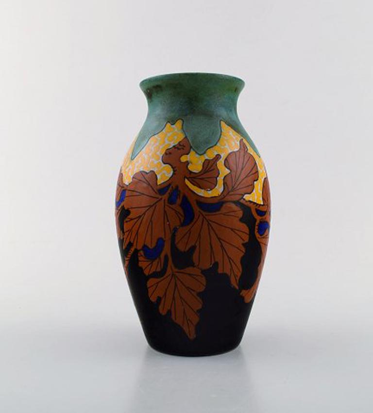 Dutch Gouda, Hand Painted Art Nouveau Vase, The Netherlands, 1920s