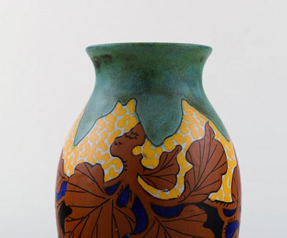 Gouda, Hand Painted Art Nouveau Vase, The Netherlands, 1920s In Good Condition In Copenhagen, DK