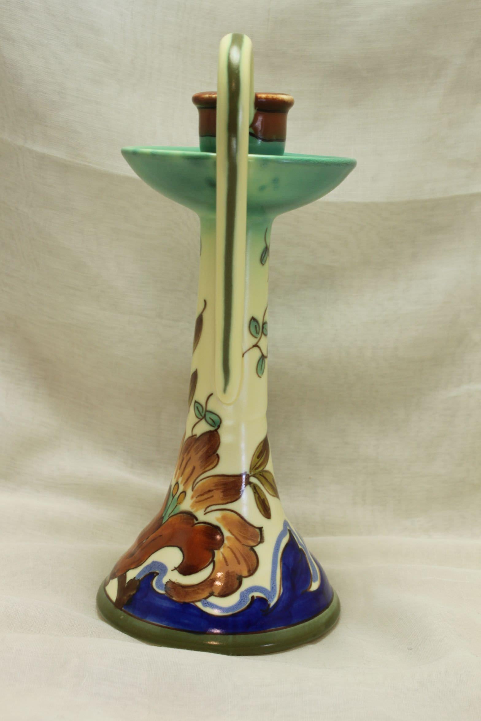 Gouda Hand Painted Candlestick In Good Condition For Sale In East Geelong, VIC