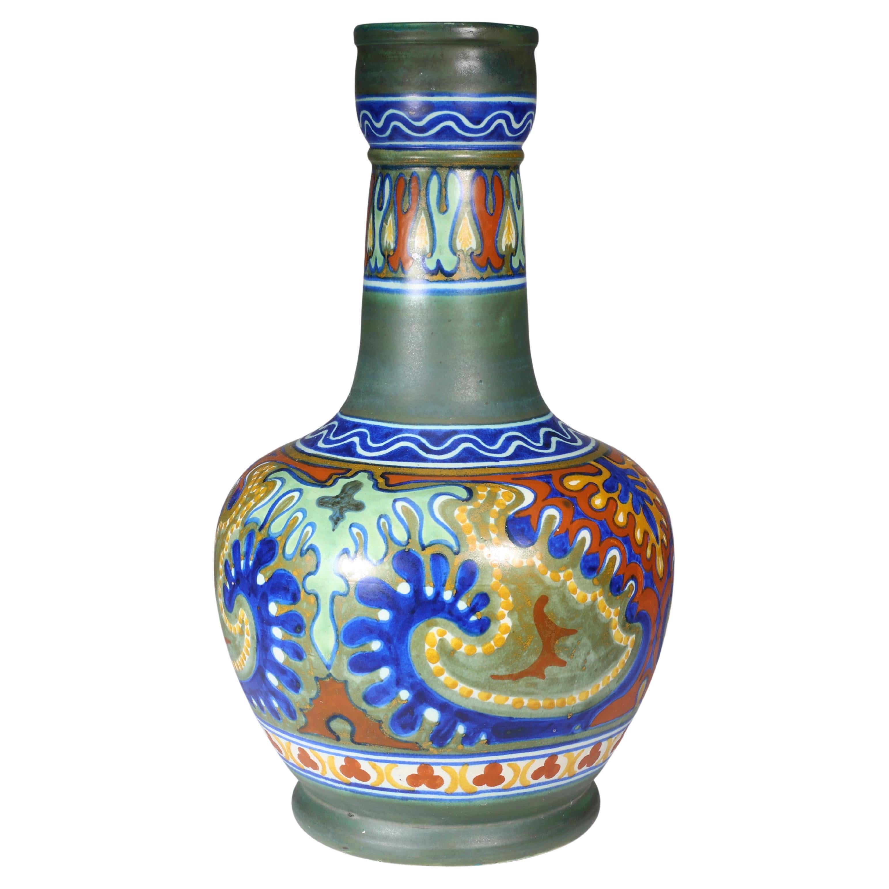 Gouda Holland. Bernardus Römer, engraved R to base. Early & Massive Rhodian vase For Sale