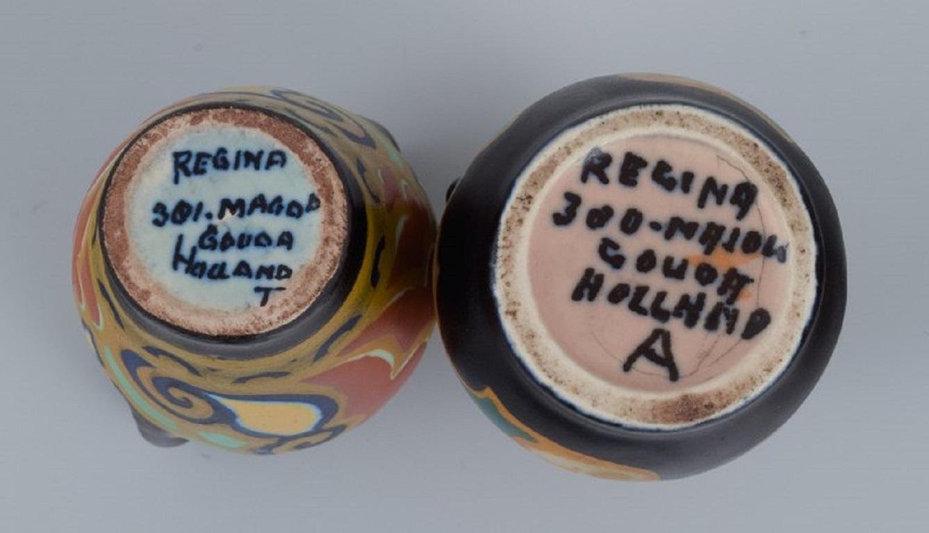 Gouda, Holland, Art Nouveau Ceramics, Four Miniature Vases and Bowl 2