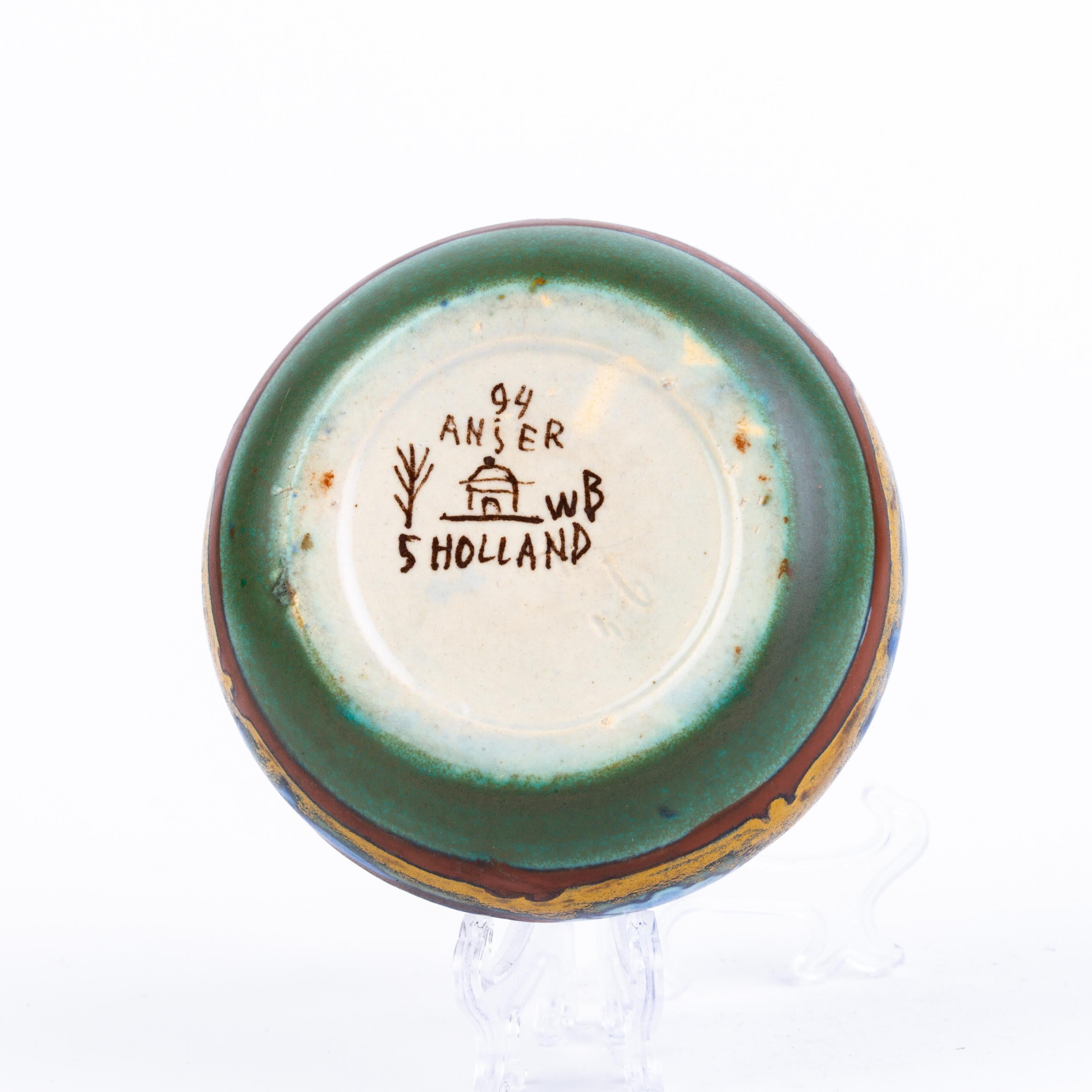 Faience Gouda Holland Dutch Art Nouveau Pottery Vase For Sale