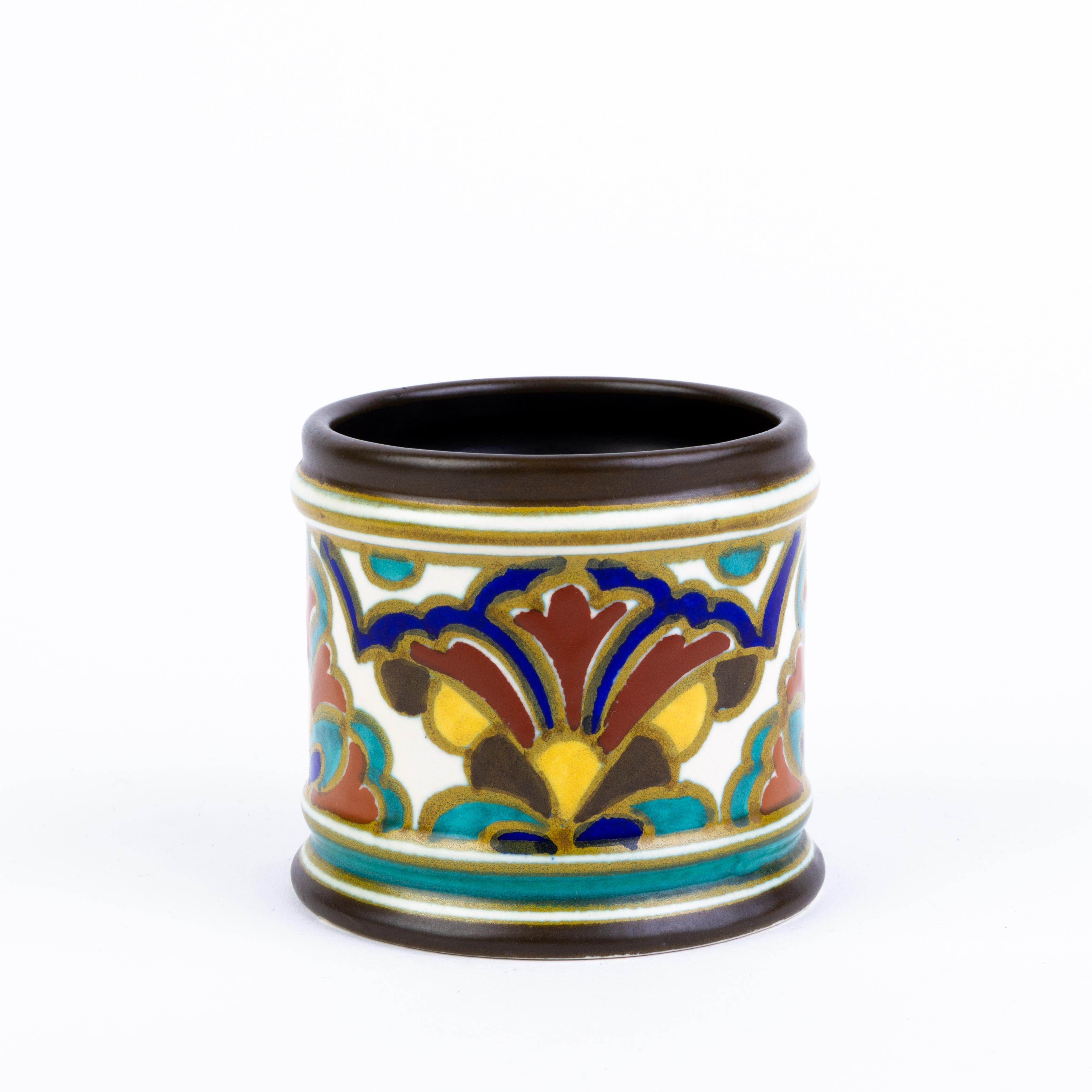 20th Century Gouda Holland Dutch Art Pottery Earthenware Vase For Sale