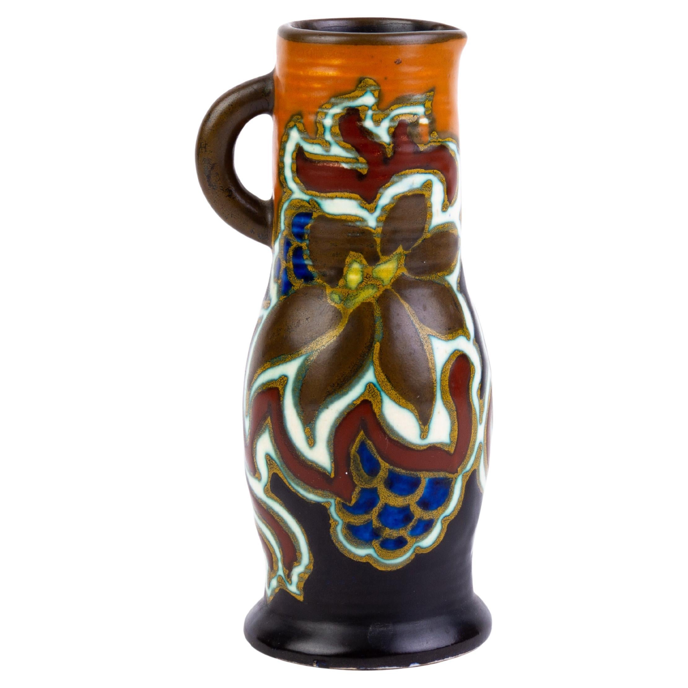 Gouda Holland Dutch Art Pottery Earthenware Candle Holder