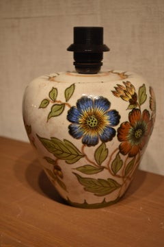 FINAL SALE Gouda Holland Dutch Hand Painted Flower Table Lamp