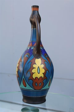 Gouda Holland Mid-Century Pottery Vase 1950s Multicolor
