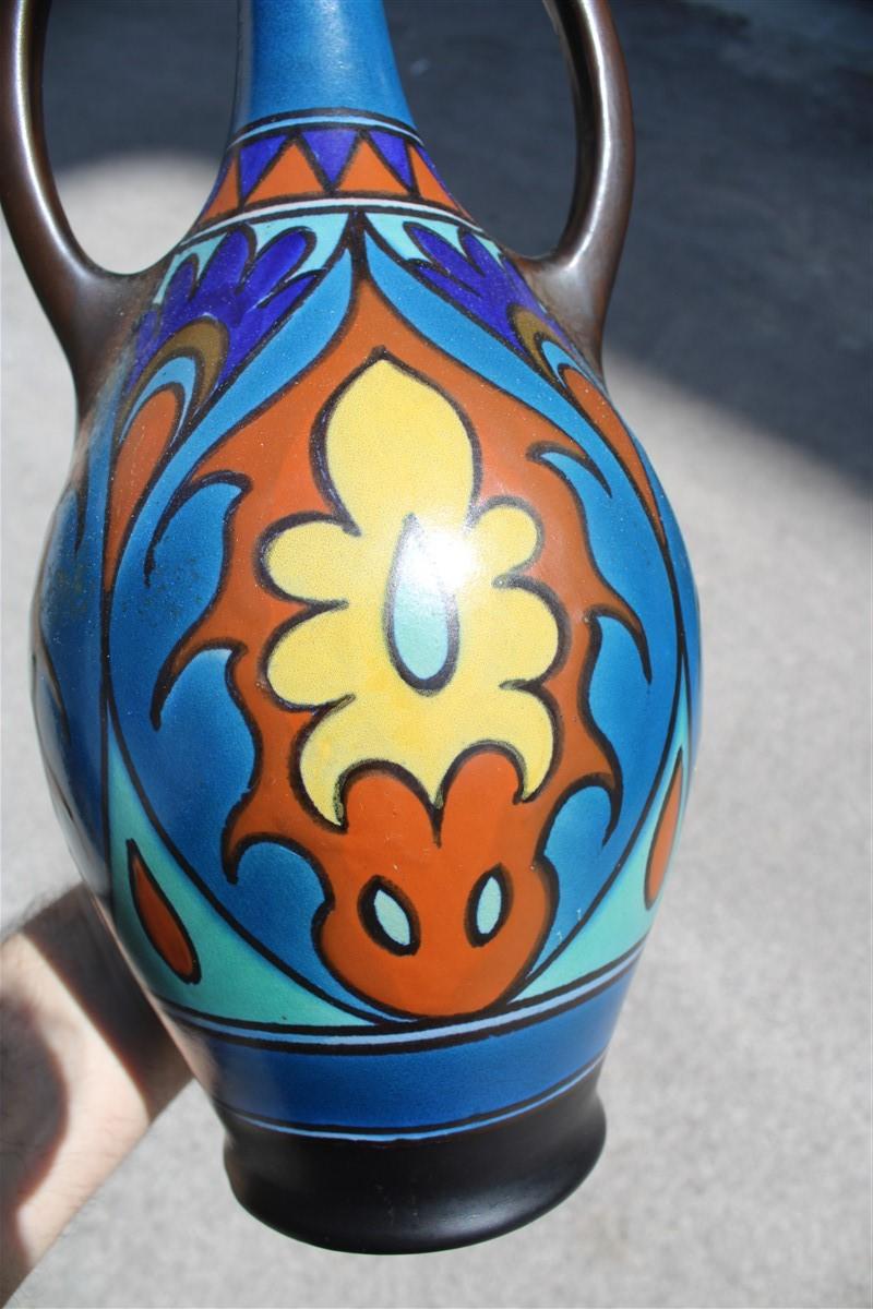 Northern Irish Gouda Holland Mid-Century Pottery Vase 1950s Multicolor For Sale