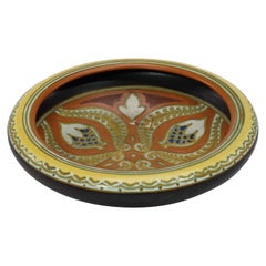 Gouda Holland, Pottery bowl, with colourful flowers, marked in blue to the base
