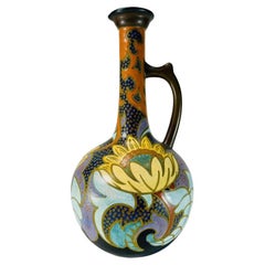 GOUDA Pikan dutch multicolor polychrome Art Nouveau porcelain vase circa 1900