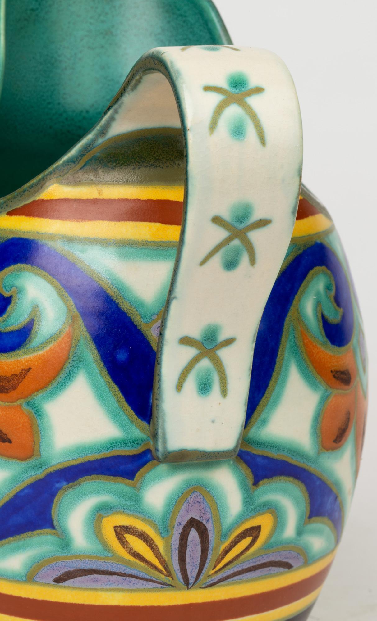 Hand-Painted Gouda Plateelbakkerij Zuid Holland Art Deco Neolca Pottery Jug