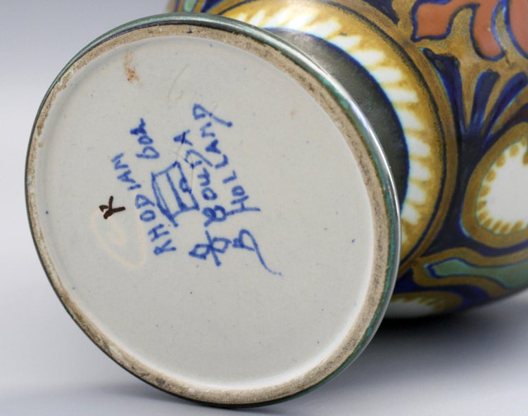 Gouda Plateelbakkerij Zuid Rhodian Pattern Amphora Shape Art Pottery