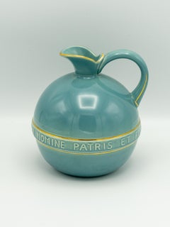 Mid-Century Dutch Spherical Ceramic Vessel with Raised Latin Inscription