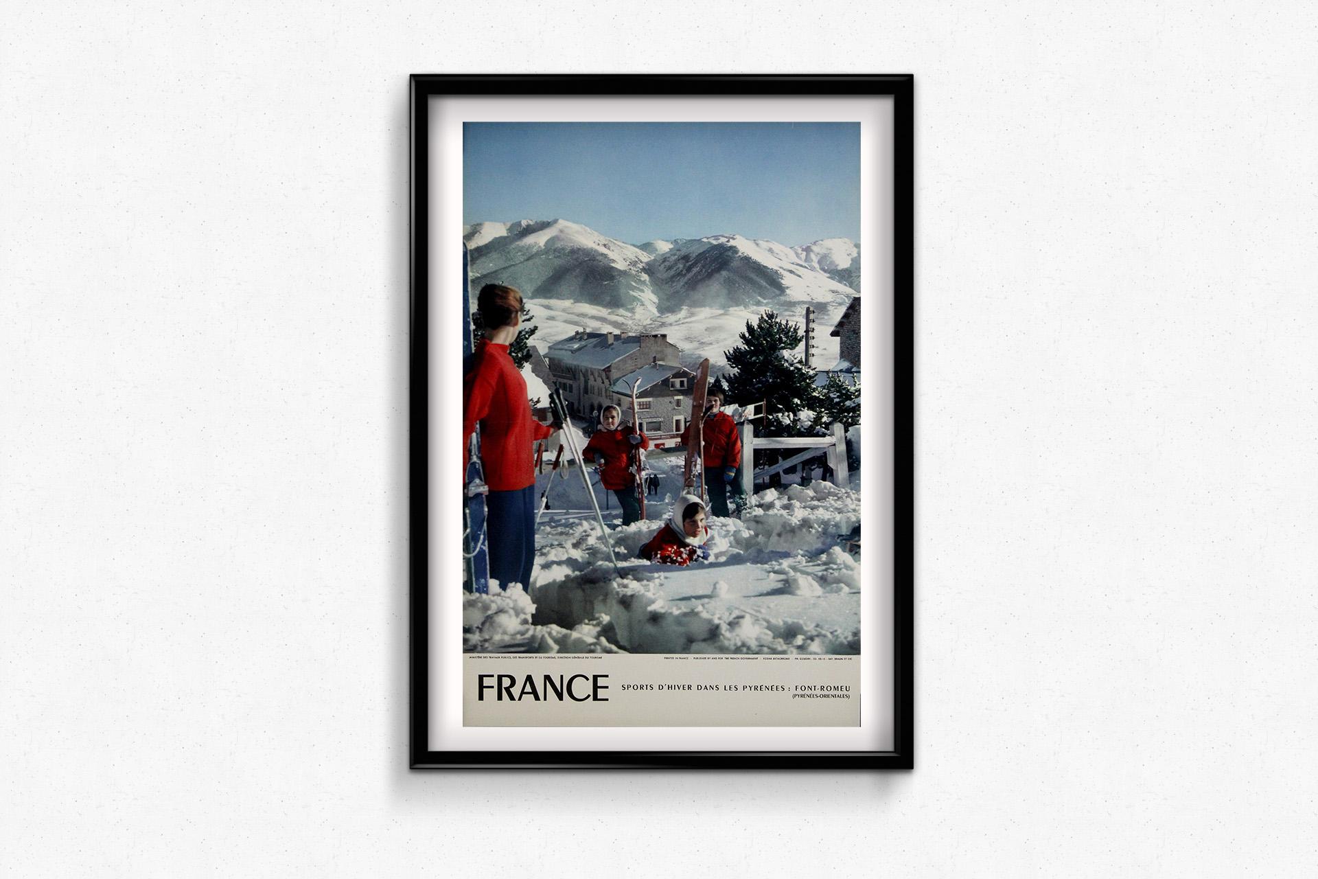 Vintage-Reiseplakat Goudin Font-Romeu Französische Pyrenäen, 1958 im Angebot 1
