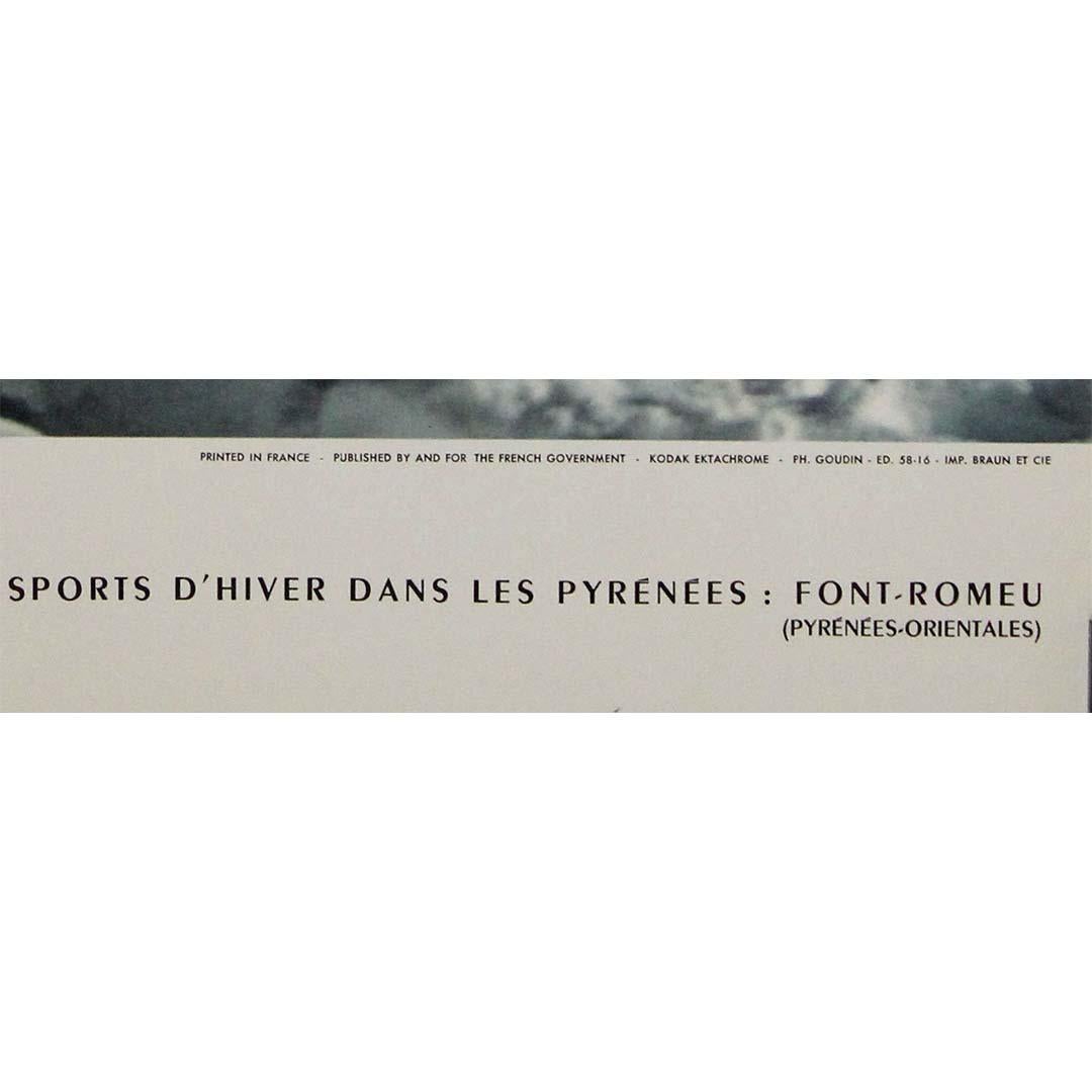 Vintage-Reiseplakat Goudin Font-Romeu Französische Pyrenäen, 1958 im Angebot 2